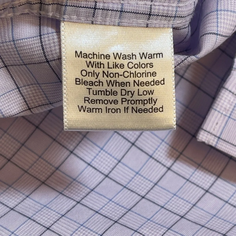 Jos A Bank Traveler Men'sTraditional Fit Lavender Check Shirt Size 16/34 - Picture 11 of 14